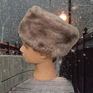 Vintage 60s Pillbox Faux Fur Hat